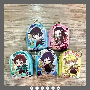 

New Anime Ghost And Extinction Blade Small backpack zero wallet Key chain hold a bag PU key chains to store a small bag keyring
