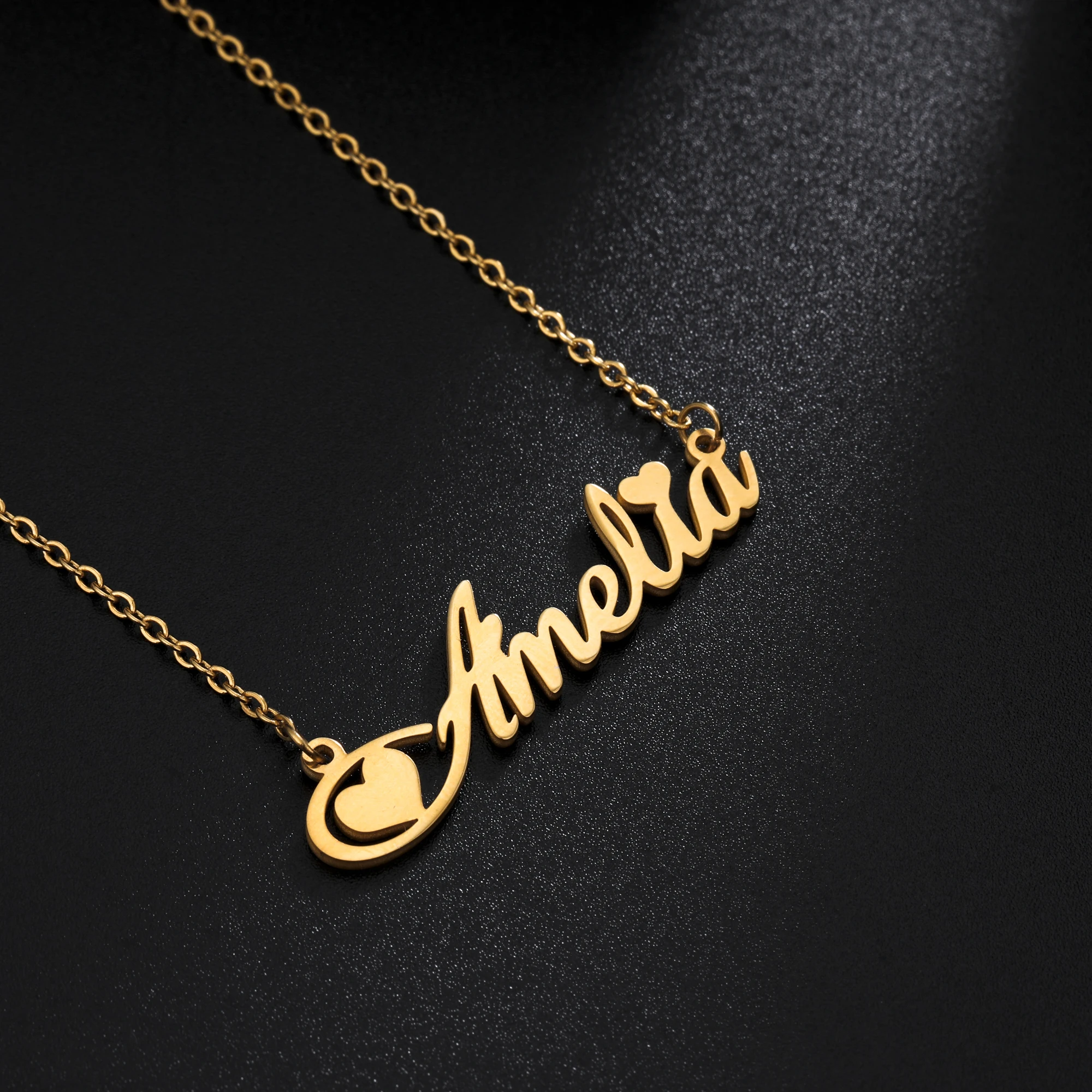 Pendant Necklace Gifts Name-Letter Women Jewelry Custom Stainless-Steel Gold Sipuris