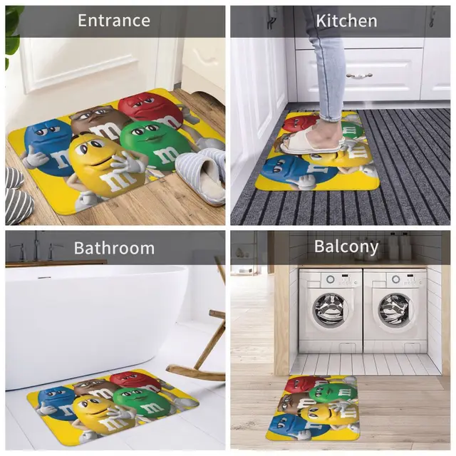 M&M Crew (Nagyméretű) S Ajtó-Szőnyeg Szőnyeg Lábfürdő Fürdőszőnyeg Nem Csúszás Wc-Vel Erkély Szalon Abszorbens Por Eltávolítása - Image 6