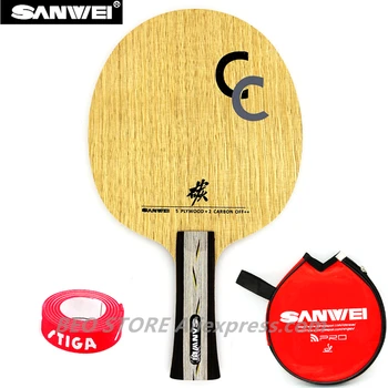 SANWEI-Hoja de tenis de mesa CC, 5 de madera + 2 de carbono, sin caja, raqueta de ping pong, paleta de murciélago, tenis de mesa