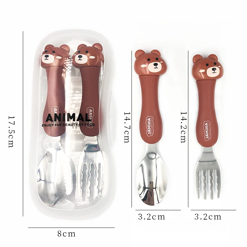 Tableware Cartoon Kids Spoon and Fork Set Dessert Spoon for Children Fork Baby Gadgets Children's Cutlery for Kids cutlery set baby feeding spoons