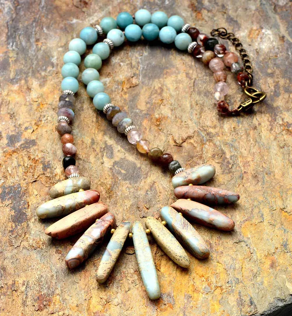 Чокеры, ожерелье s для женщин, случайные натуральные камни, винтажное короткое массивное ожерелье, роскошное бисерное ювелирное изделие, Прямая поставка