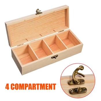 

Mayitr Home Storage Box 4 Compartment Wooden Storage Box Tea Jewelry Watch Container Case with Lock For Home Organizer