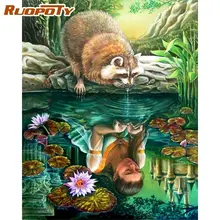 RUOPOTY DIY Oil Painting By Numbers Woman Animals Landscape Home Decoration Pictures By Numbers Figure Set For Adults