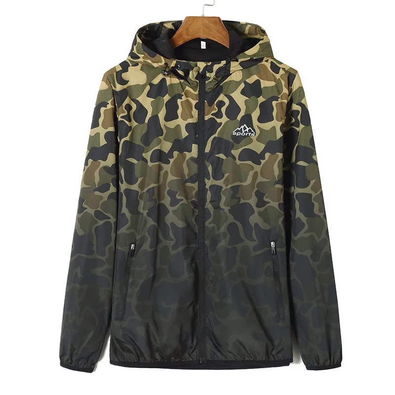 

Autumn Plus Fat plus Size Sports Coat Male Thin Section Camouflage Defense Windbreaker Lian Cap Loose Trend Fat Jacket