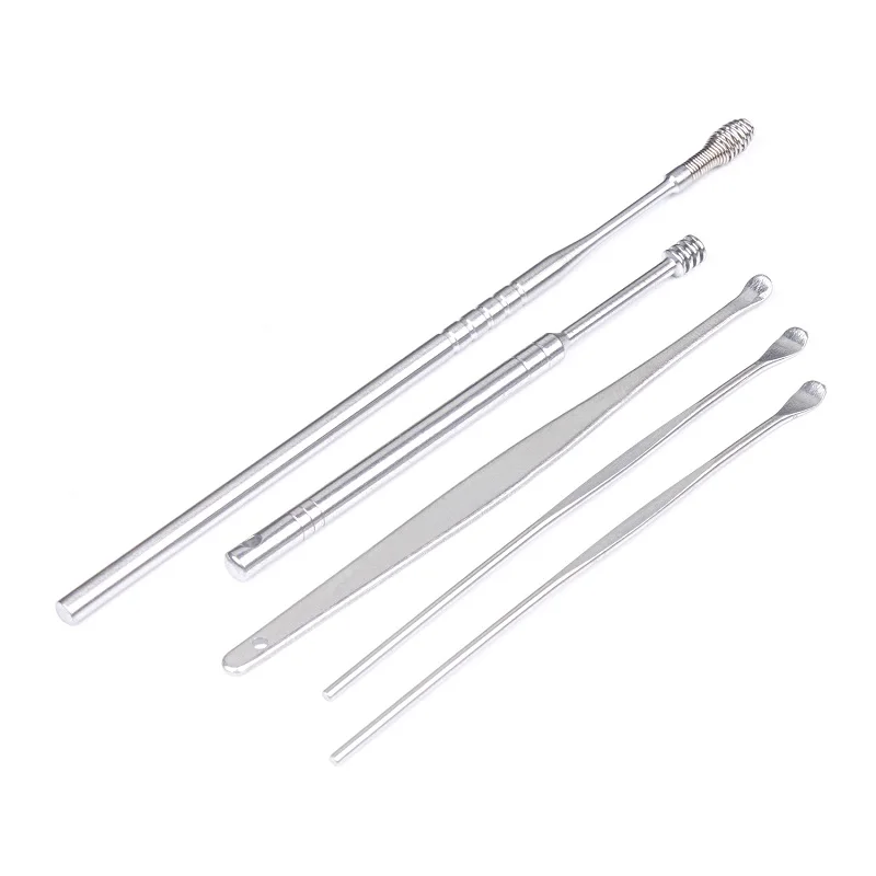 Professional 5Pcs Set High quality Stainless Steel Ear Tapping Ear Clean Earwax Skimmed Ear Selection Easy 4