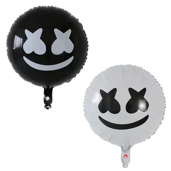 

50pcs Musician producer white black DJ mask music Festival decoration foil balloon Marshmello ballons Electronic syllable ballon