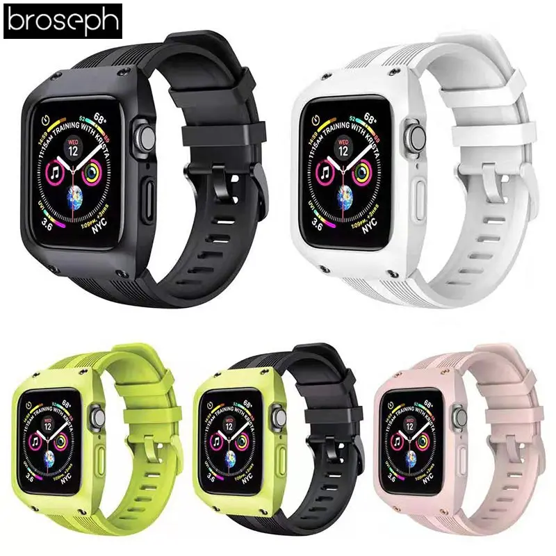 

Silicone Strap for Apple Watch 4 bands 44mm Shock Resistant Cover Case for iwatch 3 2 1 42mm Watchband Belt Bracelet