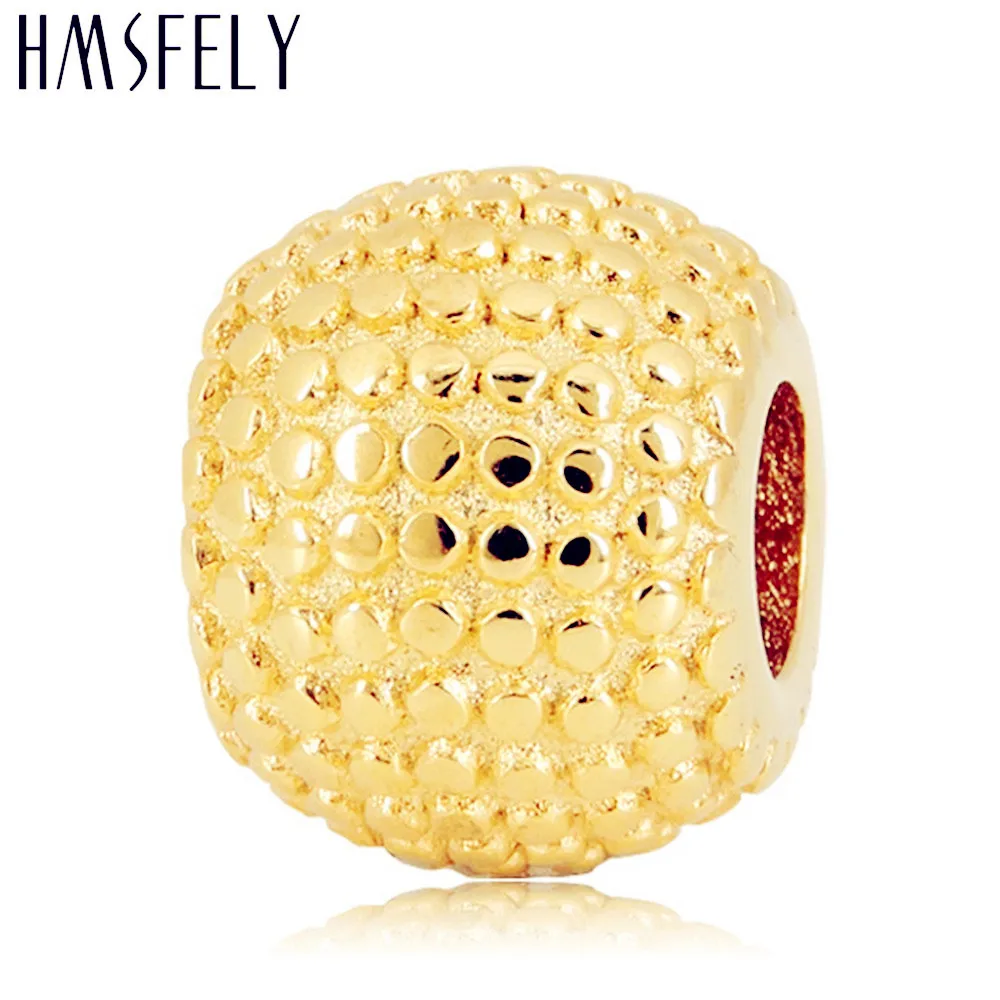 

HMSFELY 316l Stainless Steel Gold Rose Gold Round Ball Beads Accessories For European Women Charm Bracelet Jewelry Making 4pcs
