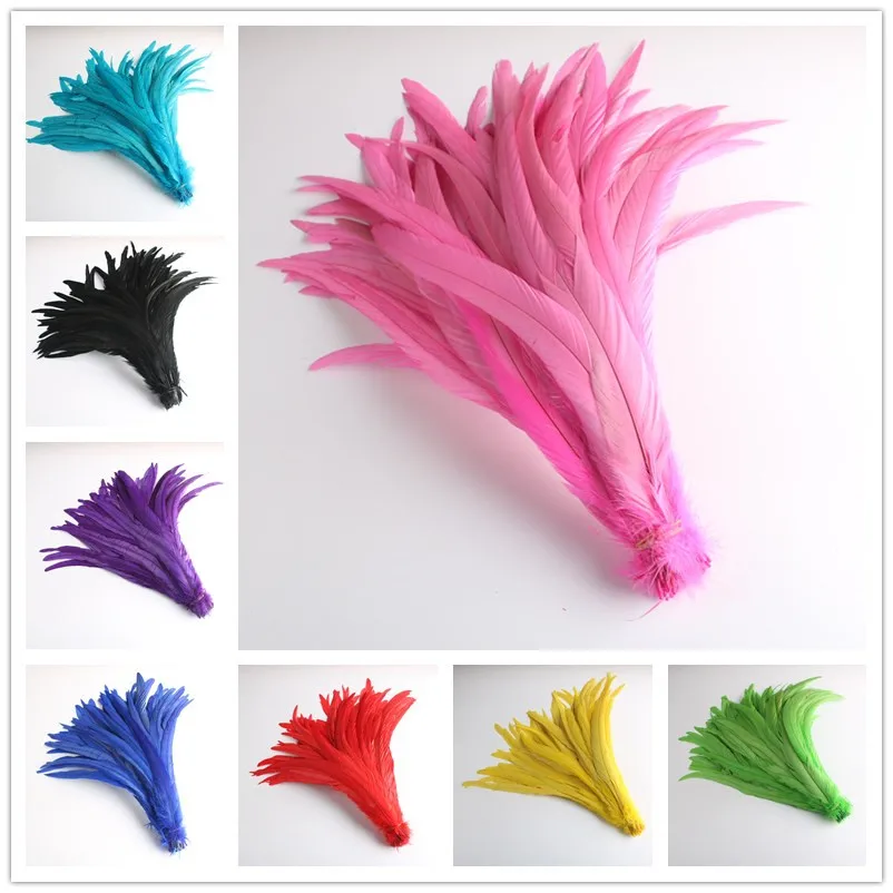 

Wholesale 100pcs Chicken feather 30-35CM Natural Rooster tail Feathers For Decoration Craft Feather Christma Diy Feather