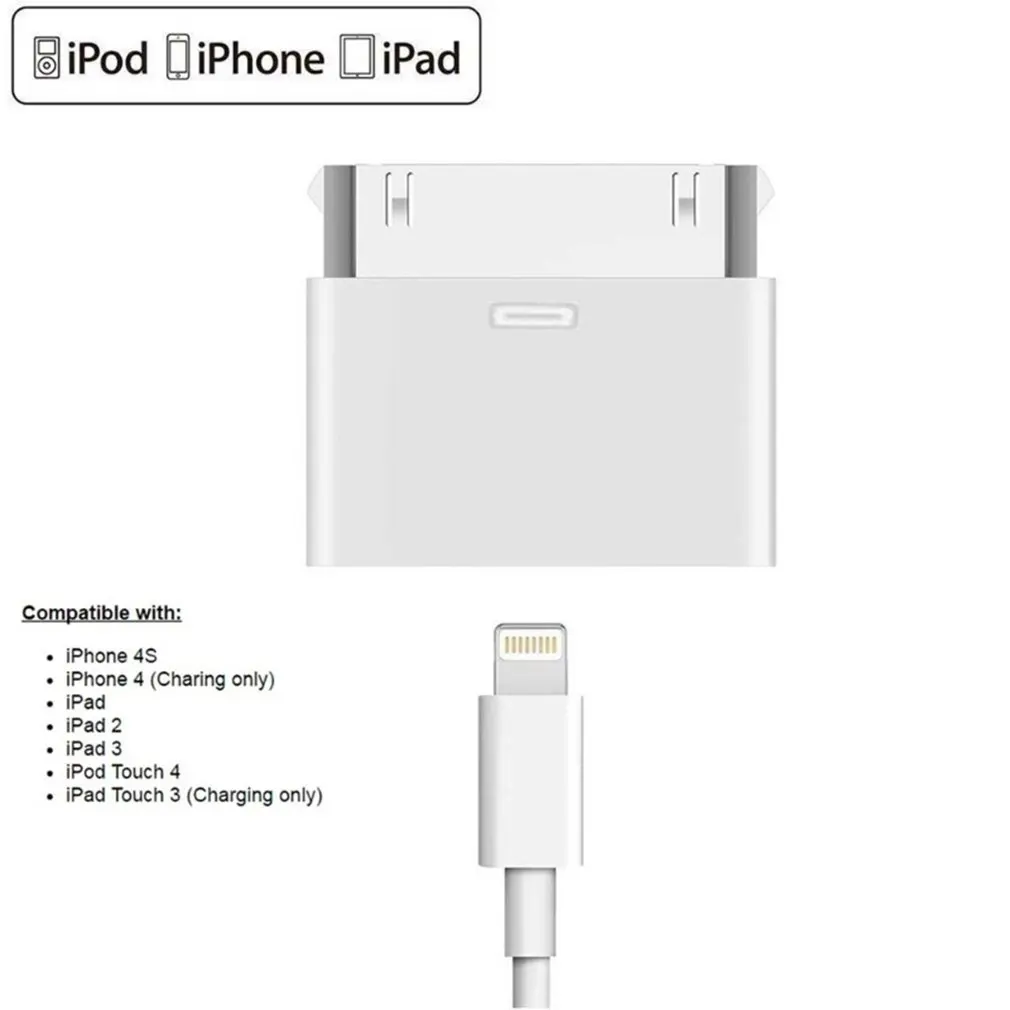 8 Pin Женский до 30 Мужской разъем адаптера для iPhone 4S iPad 3 iPod Touch 4|Коннекторы и