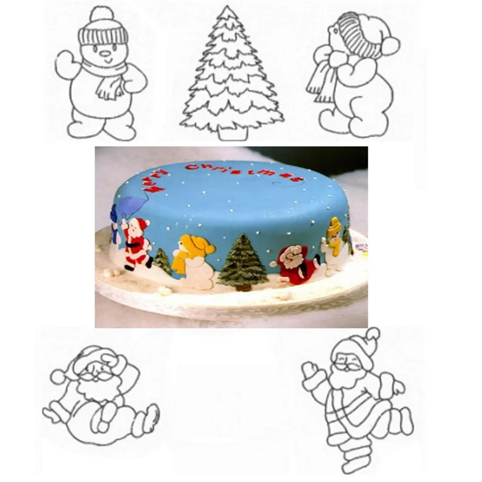 4 стиля пластиковые рождественские формочки для печенья Снежинка Санта Клаус помадка форма для украшения торта инструменты Хэллоуин форма для выпечки печенья