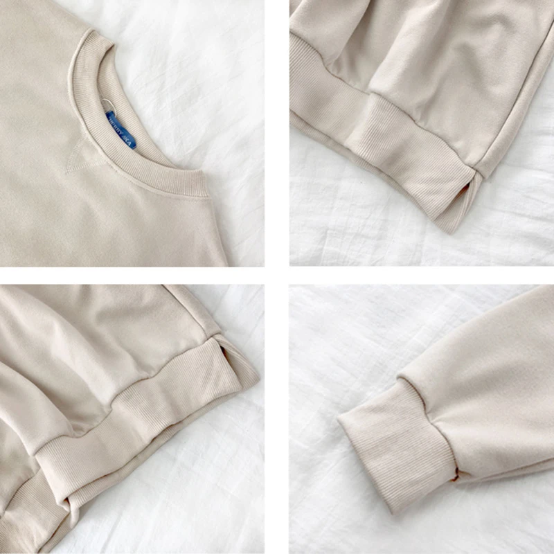  BGTEEVER Solid Color Full Sleeve Women Sweatshirt Basic Loose Women Tracksuit Female Hoodies Loose 