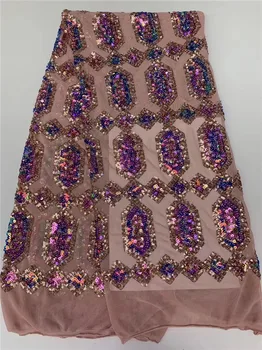 

Hot Sale Party Dress Material French Net Lace Fabric With Shinning Sequins For Sewing Dress PAN119(5Yards/Lot) Many Color