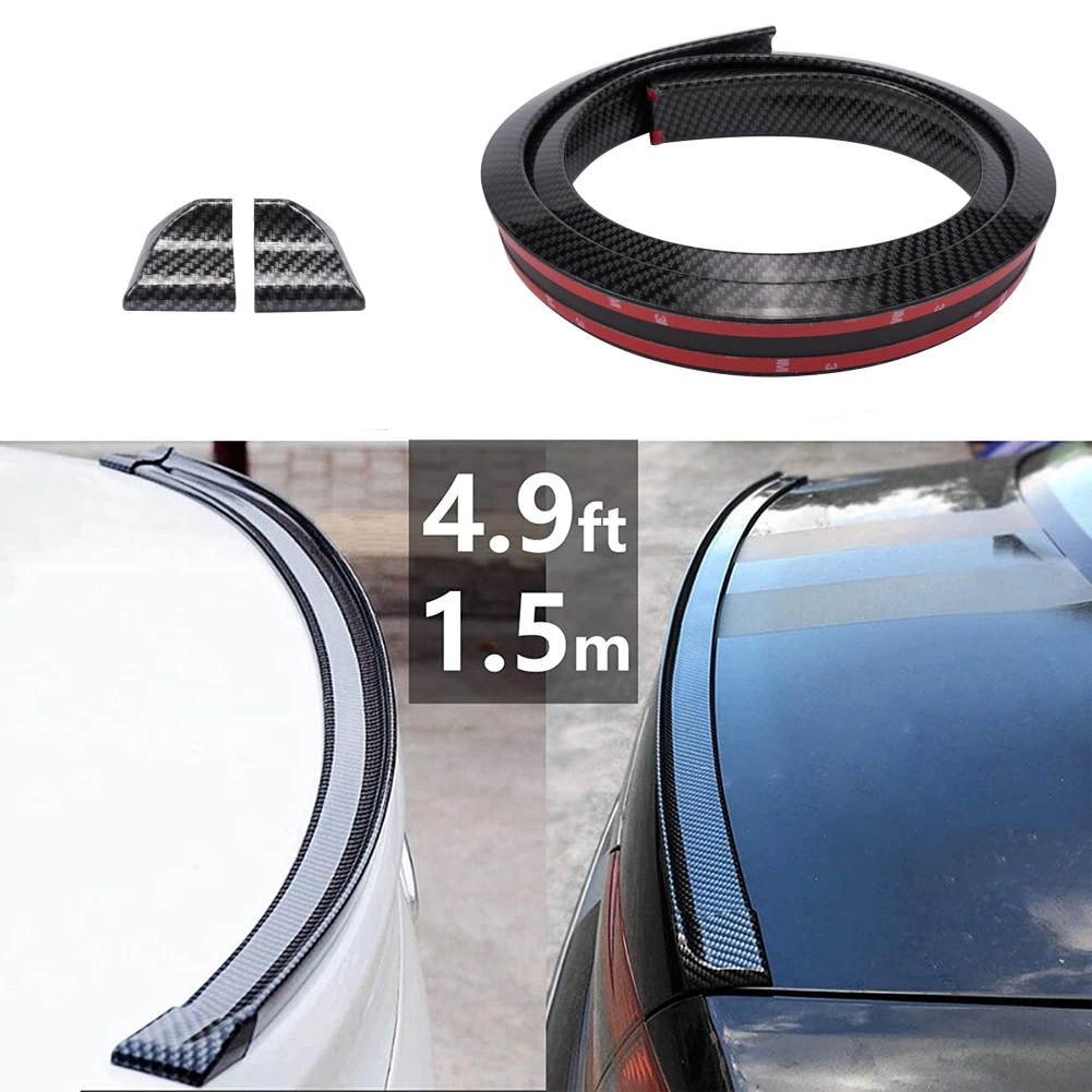 Universal Carbon Fiber Spoiler Wing Rear Sunroof Window Tail Lip Trim Sticker Exterior money