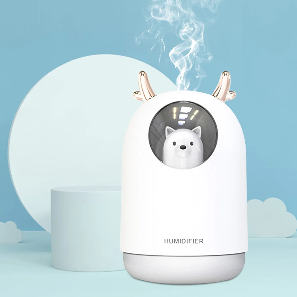 

USB Air Humidifier 300ml Cute Pet Ultrasonic Timing Cool Mist Aroma Oil Diffuser Aromatherapy Light Humidificador mist maker