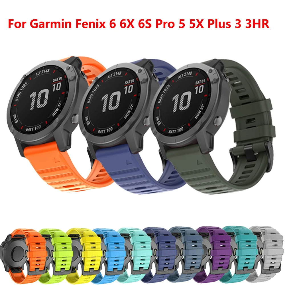 

26mm 22mm 20mm WatchBand Strap For Garmin Fenix 5X 5 5S 3 3HR D2 S60 GPS Smart Watches Quick Release Silicone Easyfit Wristband