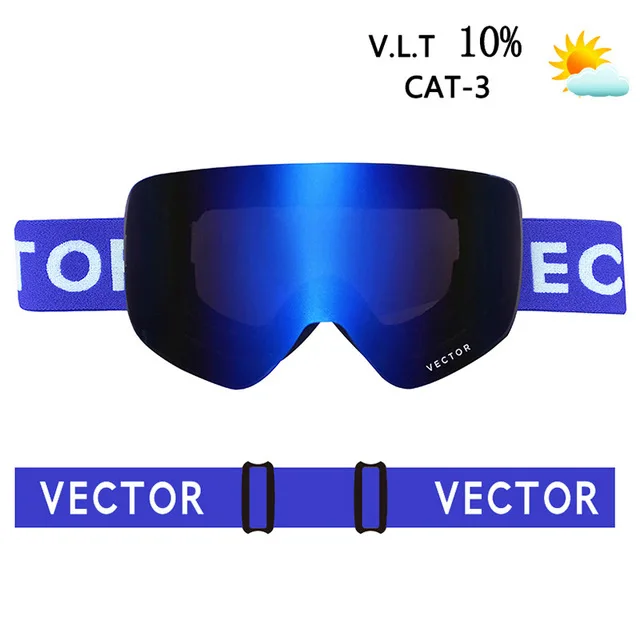 VECTOR Brand Ski Goggles Men Women Double Lens UV400 Anti-fog Skiing Eyewear Snow Glasses Adult Skiing Snowboard Goggles - Цвет: navy
