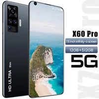 Yeni ürün X60 Pro 7.5 inç akıllı telefonlar için 12G + 512G tam ekran Android telefon 5600 MAh pil parmak izi kilidini 4G cep telefonu