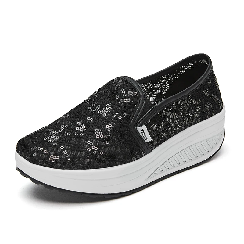 Women Fitness Shoes Flat Platform Slip on Breathable