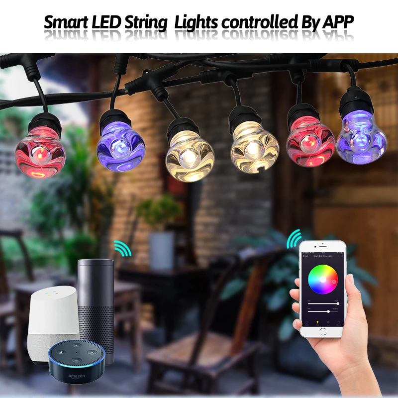 

Smart LED String Night Light Warm White Garden Home Outdoor Decoration Lighting Bulb LED Lamp Operate Alexa Google Voice Control