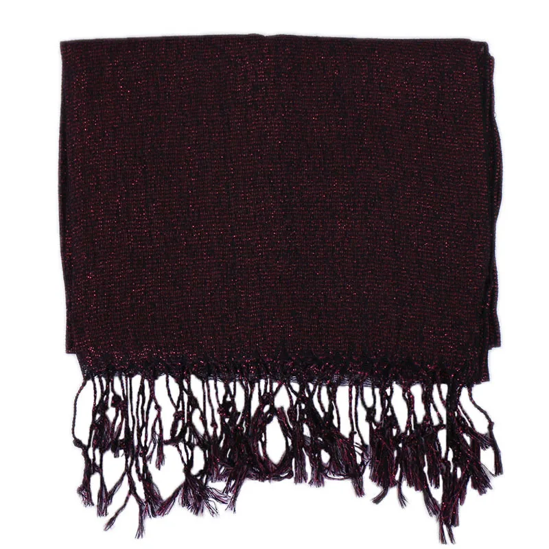 Зимний Длинный Простой хлопковый хиджаб шарф золотая нить Шаль женские кружевные цветочные шарфы-повязки