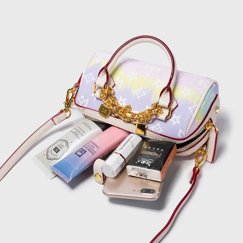 2021 Female Famous Designer Small Portable Shoulder Handbag Printed Colourful Chain Cosmetic Mini Corssbody Bag For Women