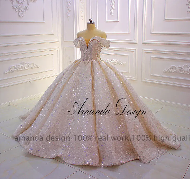 Аманда дизайн vestido boda mujer invitada с открытыми плечами блестящее бисерное свадебное