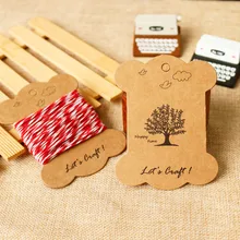 50 шт милые крафт-бумажные закладки шпульки для ниток катушка ниток карты большого размера DIY ручной работы цветок утолщенная бумажная бирка для подарка