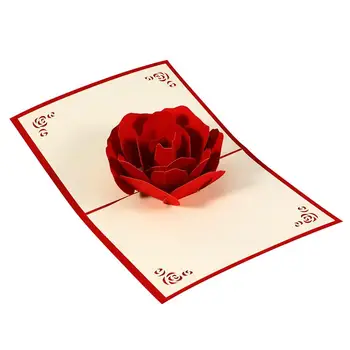 

3D Rose Flower Paper Envelopes Pop Up Cards Greeting Card With Envelope 15.5 X 12.5cm For Birthday Valentine Christmas Holiday