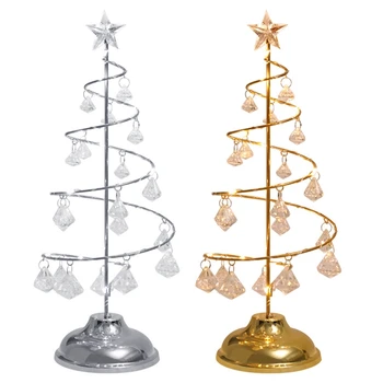 

LED Christmas Tree Table Lamp Battery Power Modern Crystal Desk Light Bedroom Living Room Xmas Decoration Gifts