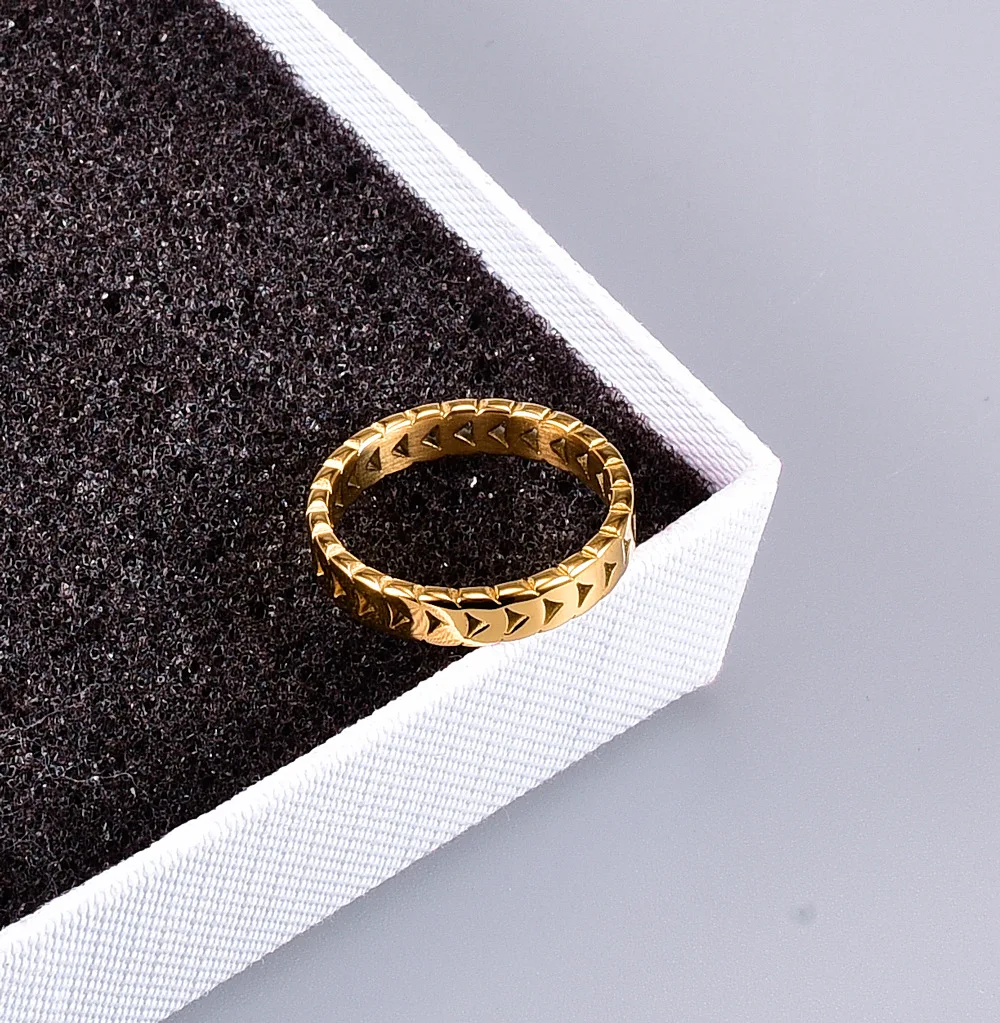 Gold Color Rings Stainless Steel Ring Finger Ring Gold Color Ring YUN RUO Vintage Geometry Gold Wheat Leaves Ring 18 K Gold Plated Woman Gift Fashion Titanium Steel Stainless Jewelry Never Fade