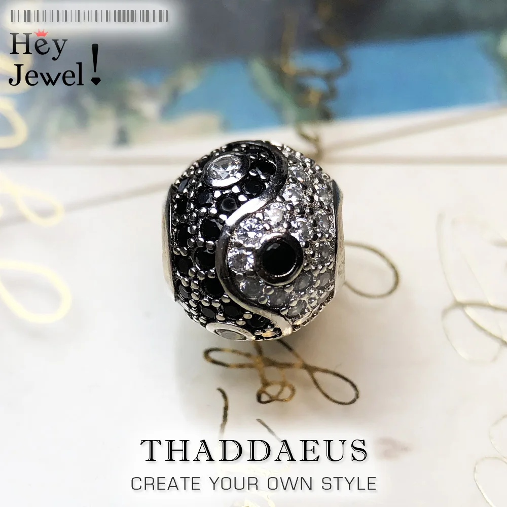 Бусины Инь Янь паве микро шарик шарм бусина для женщин Сделай Сам Изящные Ювелирные изделия мужчин серебро