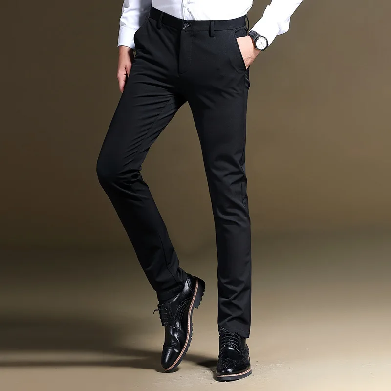 

Autumn And Winter New Style Men Business Suit Pants Retro Thick Winter Style Casual Pants Medium Waist Elasticity Slim Fit Men'S