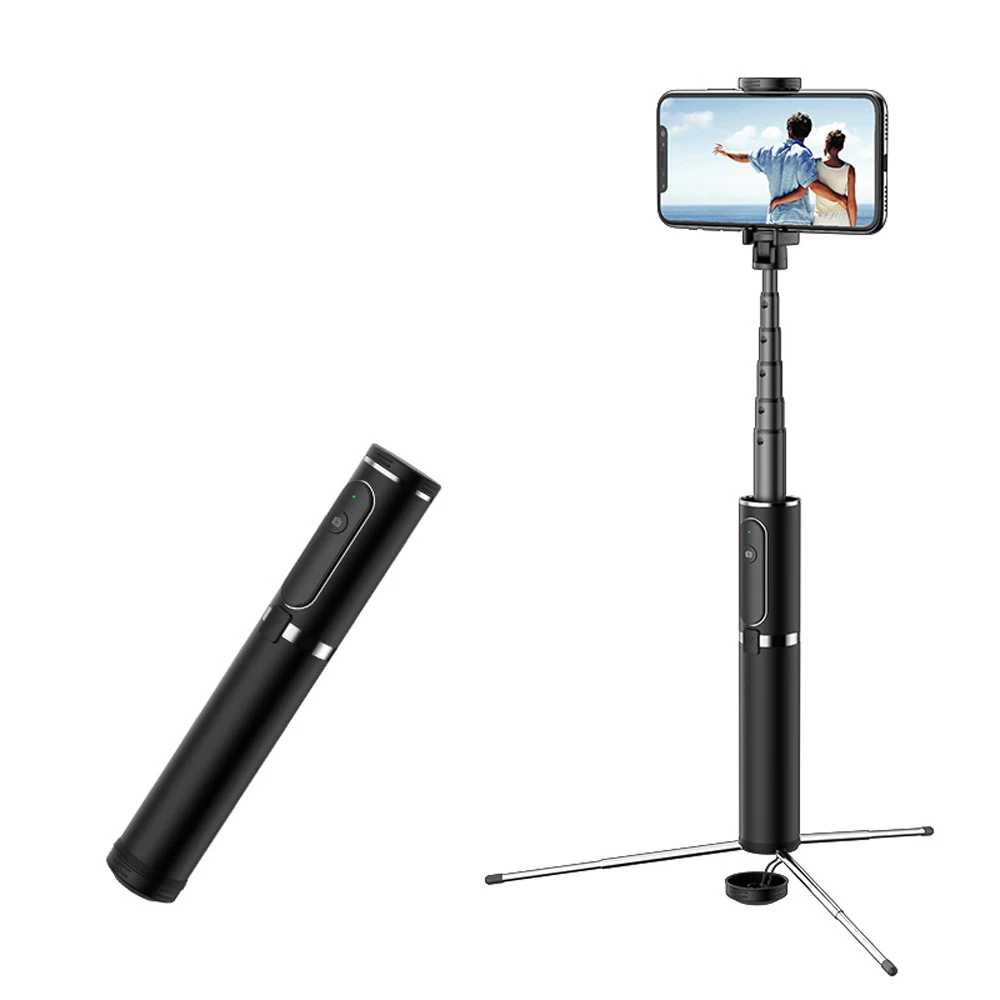Multifunctional Wireless BT Selfie Stick for Mobilephone Foldable Handheld Monopod Shutter Remote Extendable Mini Tripod - Цвет: Серебристый
