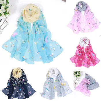 

Women Chiffon Shawl Scarf New Butterfly Print Colorblock Long Soft Comfortable Adult Fashion Casual Elegant Daily Wild Scarf #Z
