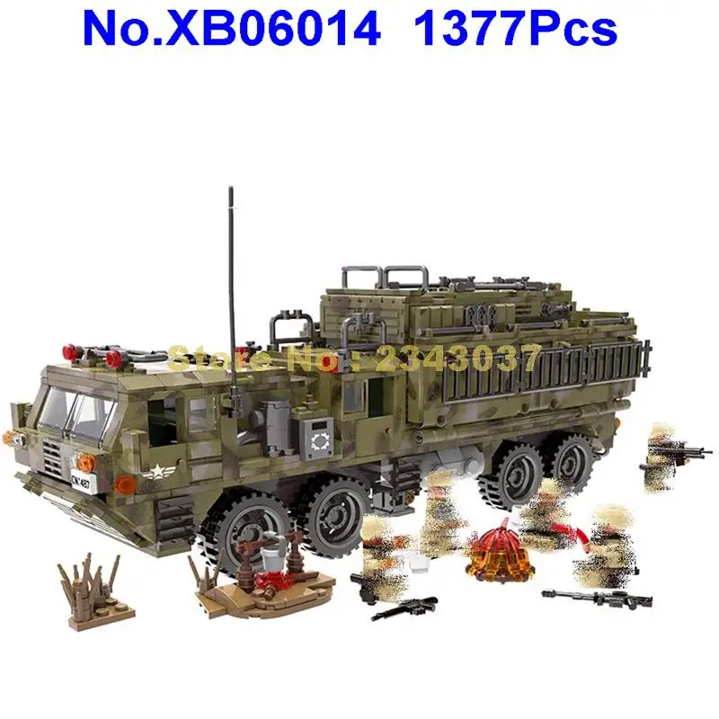 Xb06014 1377 Шт Военный тяжелый грузовик Скорпион 5 фигурок строительный блок игрушка