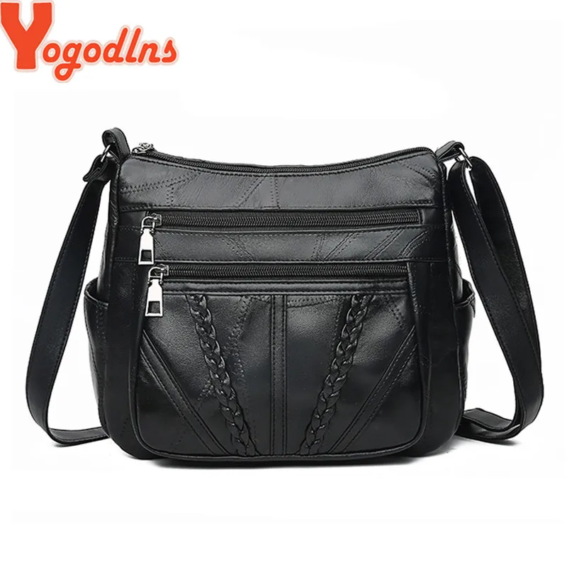 

Yogodlns Genuine Leather Women Messenger Bags 2019 Luxury Sheep Skin Genuine Leather Shoulder Bag Ladies Crossbosy Bags