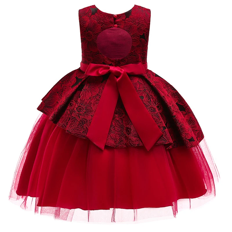 Formal Backless Dress Elegant Kids Dresses For Girls Clothing Layered Wedding Girl Dress Gown Wedding Party Princess Dress