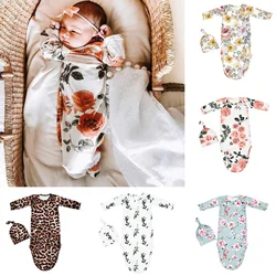 2 pçs saco de dormir do bebê para recém nascido cobertor chapéu de algodão recém nascido fotografia adereços swaddle envoltório envelope cocoon presente 0 6m