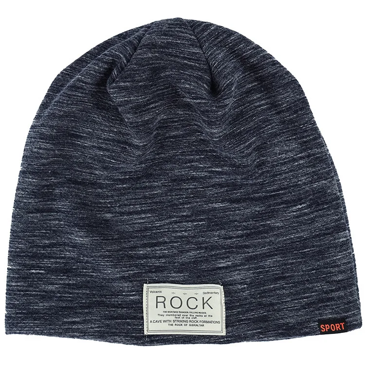 Зимняя теплая шапка для мужчин и женщин, зимняя шапка из хлопка, вязаная шапка в стиле хип-хоп, модная шапка, шапочки - Цвет: dark blue