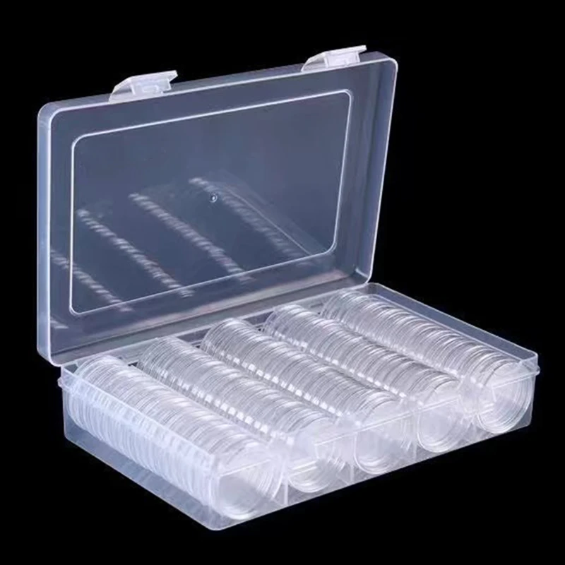 100pcs 27/30mm Coin Capsule box holder Capsules Container with Storage Organizer Box For Coin Collection Coin Case Storage Box