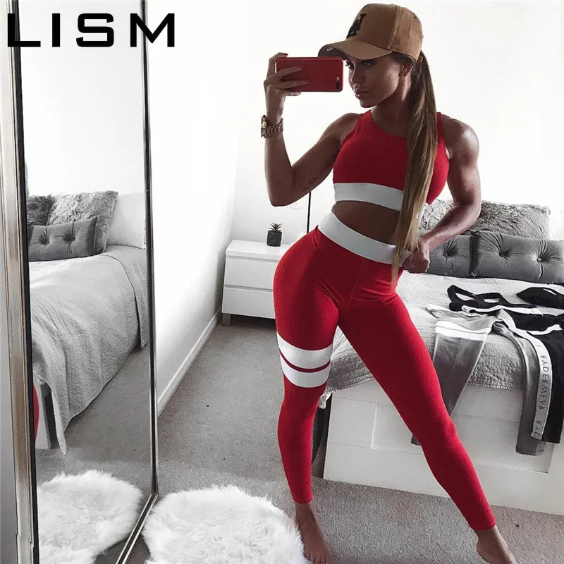 

Women Tracksuit Solid Yoga Set Patchwork Running Fitness Jogging Sport bra Leggings Sports Suit Gym Sportswear Workout Clothes