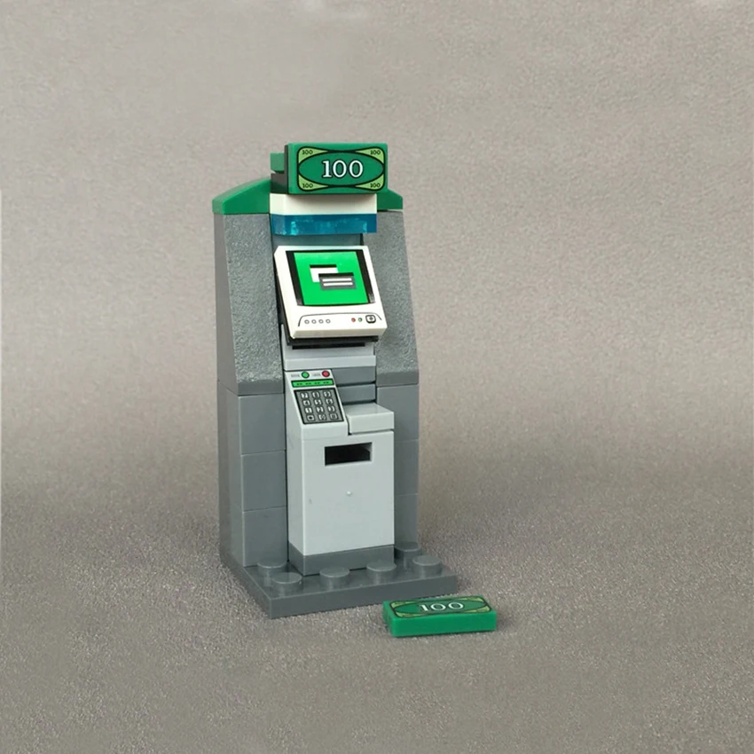 Compatible With Legoings City Street View Blocks DIY ATM Coin Cash Machine MOC Accessories Brick Kids DIY Toys Gift (1)