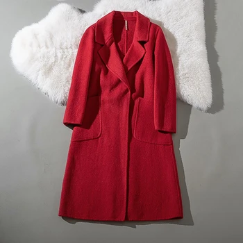 

Cthink Discount Good Quality Red Wool Long Coat Women Stylish Fashion Slim Solid Winter Coats For Woman Stylish Women's Coats
