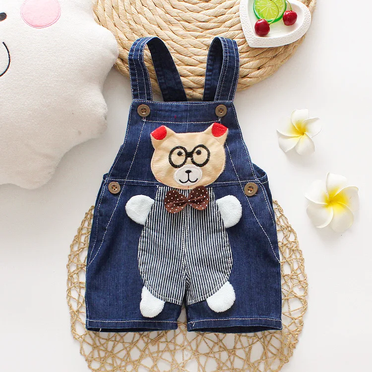 

Small CHILDREN'S Bow Spectacled Bear Cowboy One-piece Suspender Pants 2019 Summer New Style BOY'S Pants