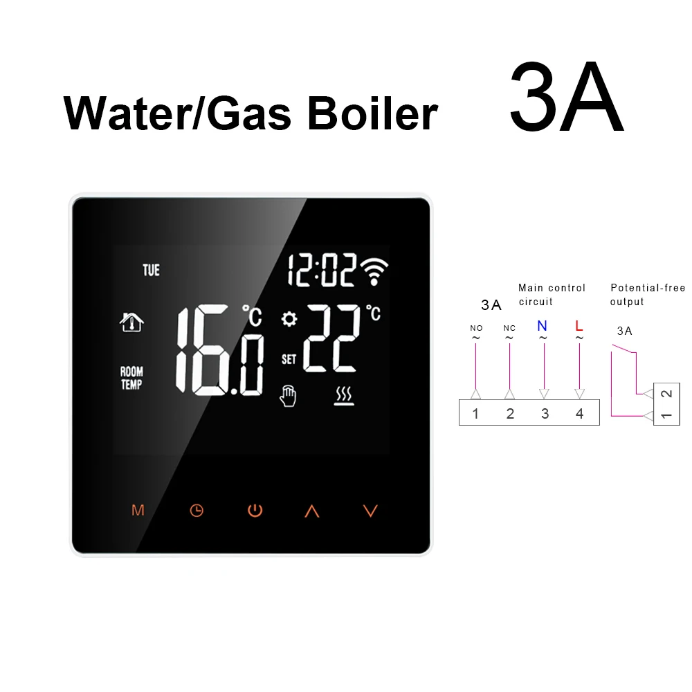 AVATTO WiFi умный термостат, вода/электрический подогрев пола вода/газовый котел контроль температуры Лер с Tuya APP дистанционное управление - Цвет: 3A Water Gas boiler