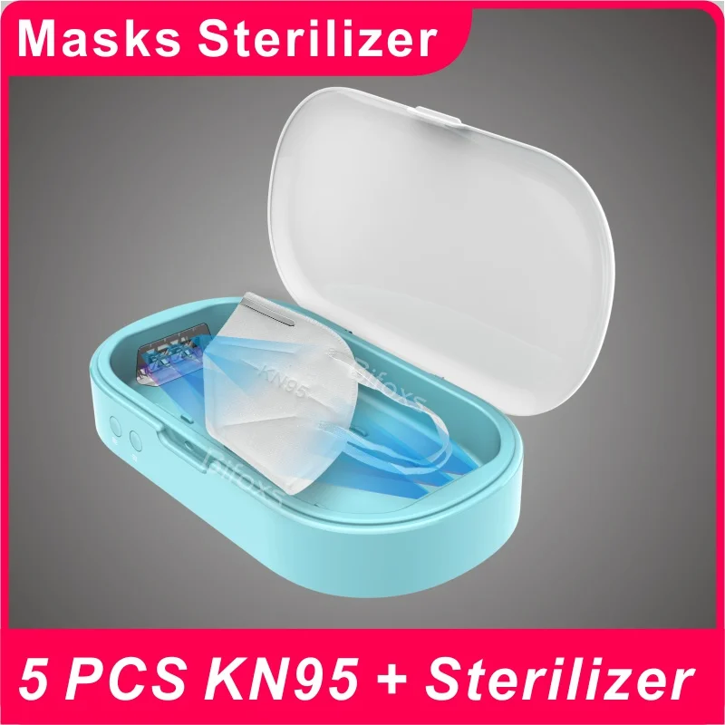 

New! Double UV Mask Sterilizer Box Cleaner Personal Sanitizer Disinfection Box Come with 5 PCS High Quality Masks BF1804M