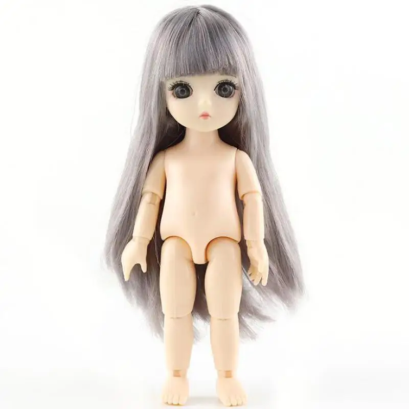 16 см BJD голые куклы 13 подвижные шарнирные 1/8 куклы игрушки Детские куклы обнаженные женщины тела Куклы Игрушки для девочек подарок длинные/завитые волосы - Цвет: B
