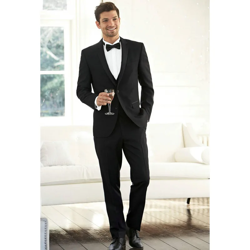 

Custom Made Silm Fit Peak Lapel Best Man Suit Black Groomsman Men's WeddingProm Suit Men Suits (Jacket+Vest+Pants) D575